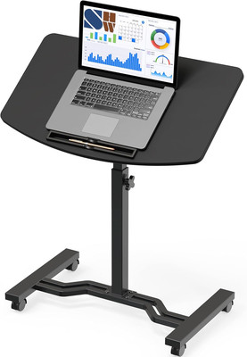 Tim Rolling Adjustable Laptop Cart with Tilting Desktop, Black