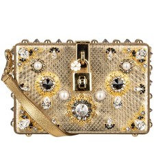 NWT Dolce & Gabbana Jeweled Studded Snakeskin Clutch Crossbody Bag 11015