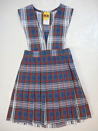 Girls R/K Multi-Color Plaid V-Slit Uniform Dress Reg. & 1/2 Sizes 4 - 16 1/2 - Afbeelding 1 van 6