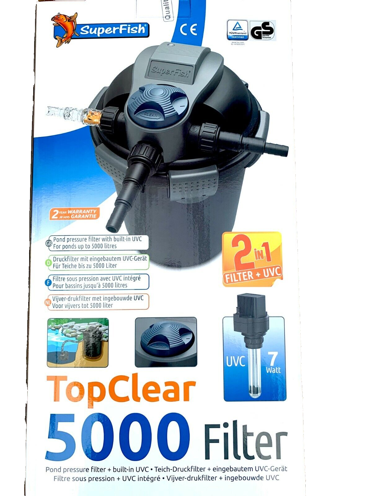 SuperFish TopClear Filter 5000 Koi Fish Pond Pressure Filter UVC