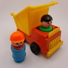 Fisher Price Dump Truck Orange and Yellow  w Two People Little People Toy Vtg