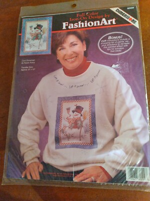 VINTAGE DIMENSIONS ''COOL SNOWMAN'' FULL COLOR IRON-ON DESIGN TRANSFER