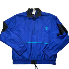 Speedo 90's Vintage Windbreaker Blue Black Size Large 1/4 Zip Up Light Jacket