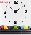 3D Black Surface Large Wall Clock Modern Diy Sticker Office Home Shop Art Decor