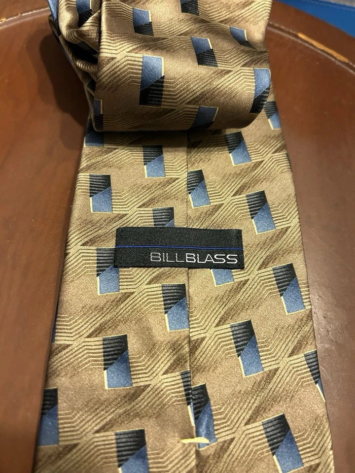 Галстук мужской Bill Bass коричневый 100% импортный шелковый галстук геометрический Коста-Рика - Изображение 4 из 4