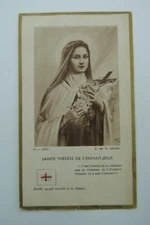 † y.1925 ST THERESE OF LISIEUX 1 RELIC HOLY CARD PRAY SANTA TERESINA FRANCE †