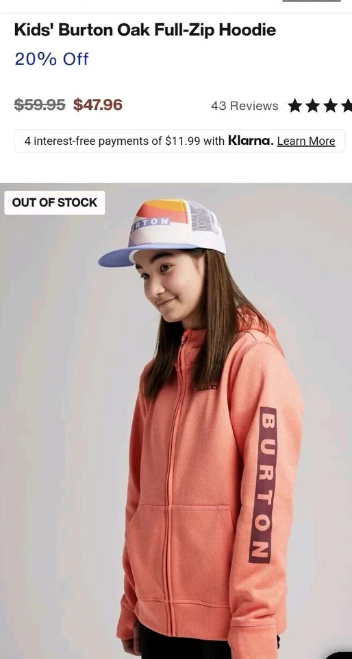 2 Pc Burton Kids Oak Full-Zip Hoodie Jacket & Pant Set Size L Large Logo 10-12 - Image 3 of 4