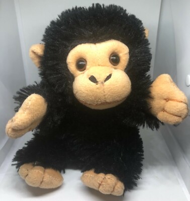 Wild Republic Plush Black Chimp 12'' Fluffy Stuffed Animal Sitting 2014 
