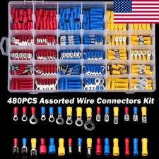 480PCS ASSORTED INSULATED ELECTRICAL WIRE TERMINAL CRIMP CONNECTOR SPADE SET KIT