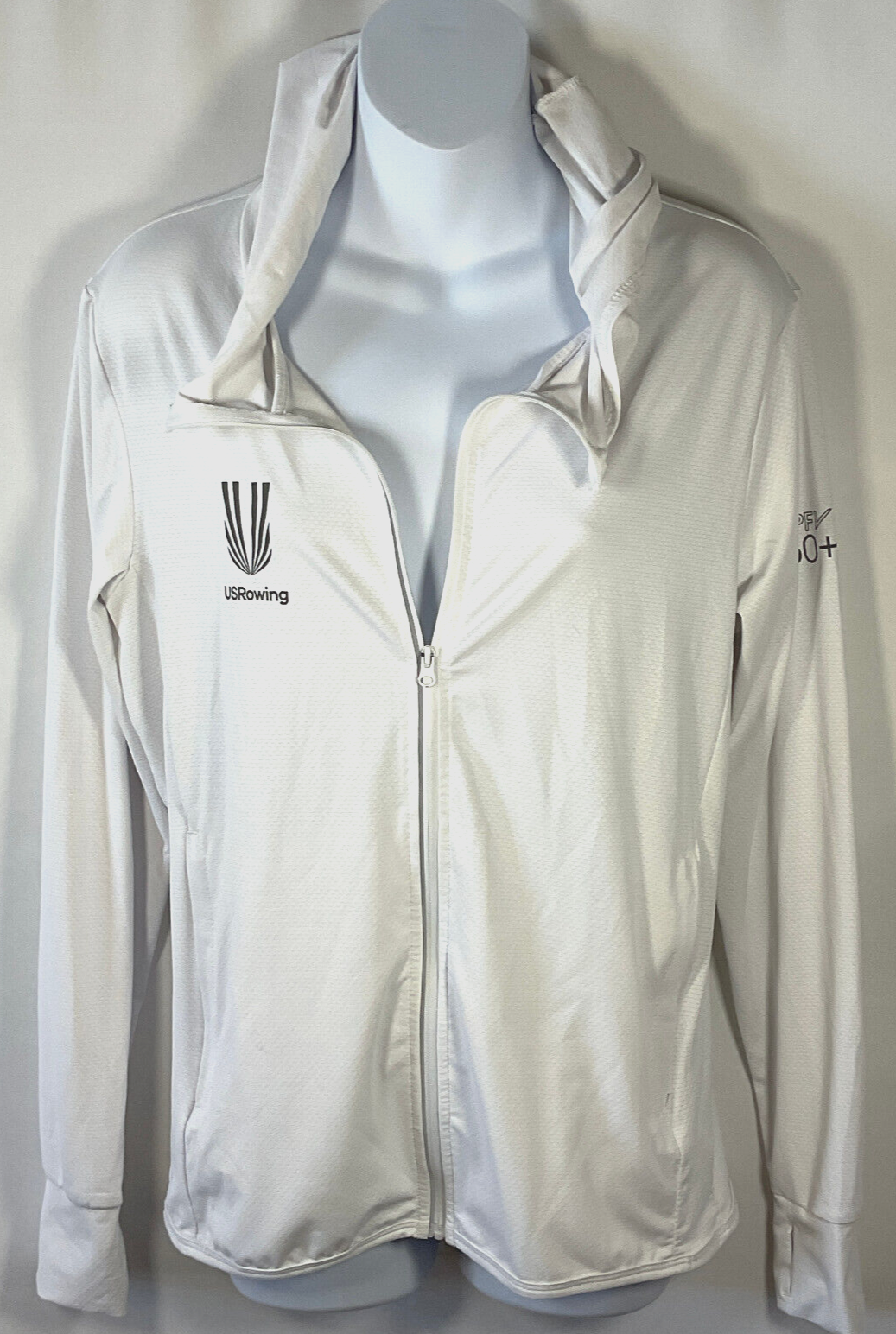 FILA Felpa con cappuccio full zip bianca US Rowing UPFV 50+ donna S