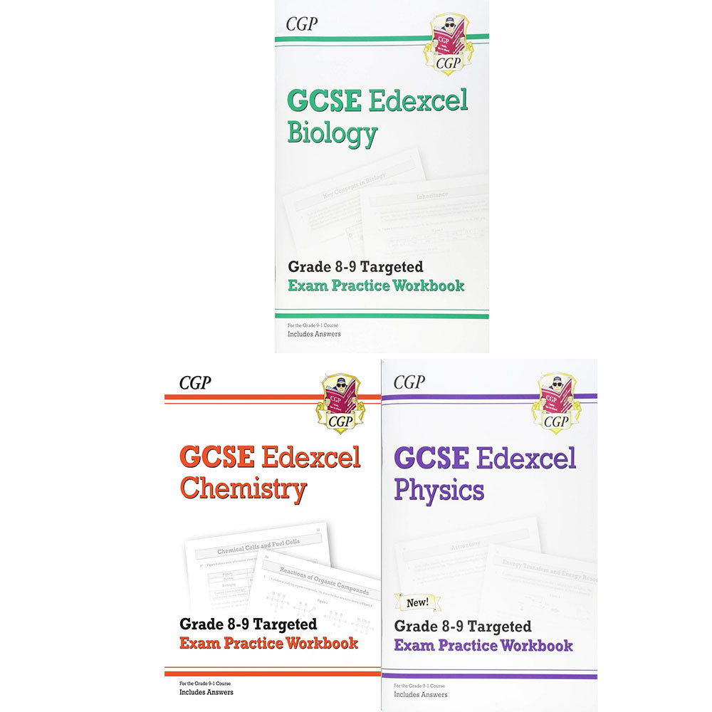 Biology Physics  Chemistry Edexcel GCSE Grade 8-9  Collection By CGP Books 3 Set