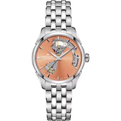 New Jazzmaster Open Heart Lady Auto ST Steel Apricot Dial Men Watch H32215100