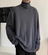 Men's Fashion Youth Winter Turtle Neck Long Sleeve Pure Color Kniting Sweaters