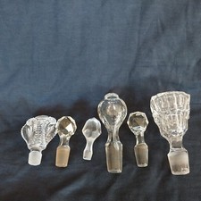 Lot Of 6 Vintage Solid Crystal Glass Cruet Decanter Perfume Bottle Stoppers