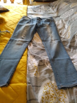 New DENIM & CO Size 14 Distressed Bleach Look Slim Fit Jeans Inside Leg 30''