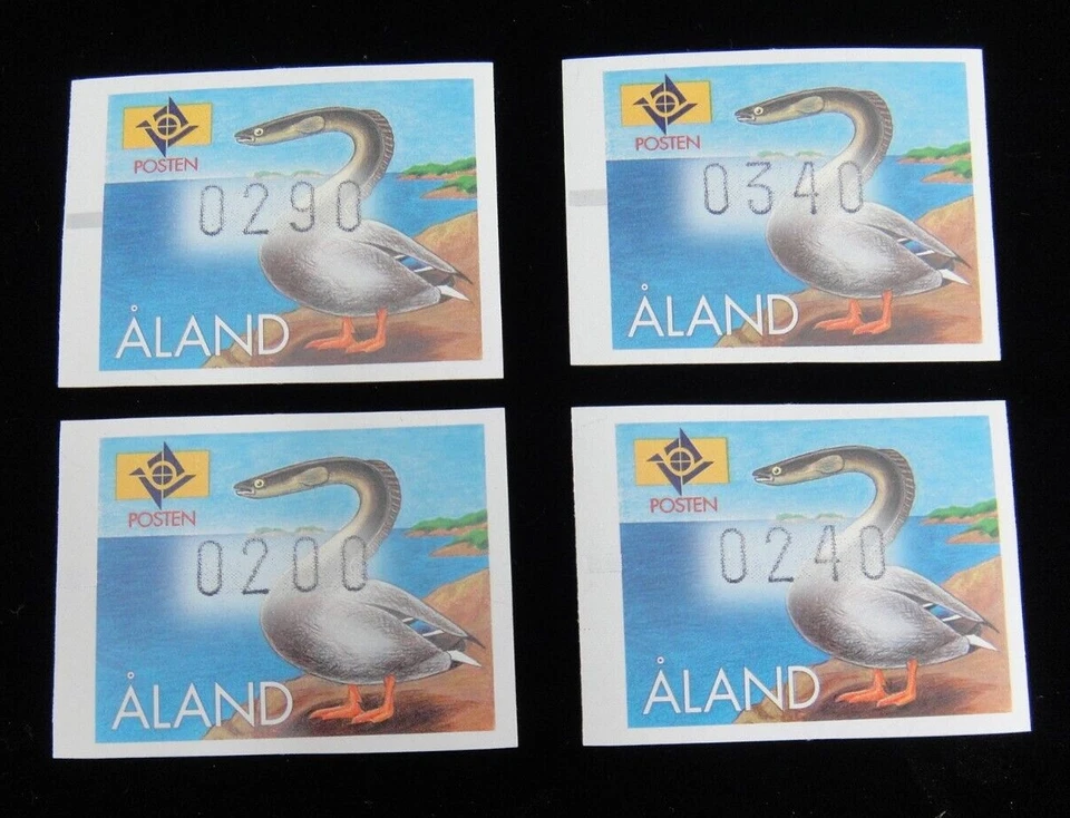 Estampillas de máquina de pato anguila Frama Aland 1996 MNH 0290 0200 0340 0240 Foto 2 de 2
