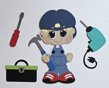 Tool Boy Blonde Hair. Scrapbook, Card making Paper Piecing