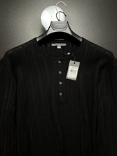 John Varvatos Collection Luxury Sweater - Merino Wool Silk - Black - $398 NWT