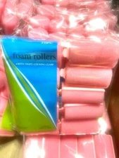 Curlers Medium Pink Soft Foam Cushion Hair  Rollers Tight Locking Clasp 2 Packs