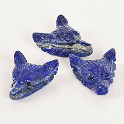 Carved mixed crystal gemstome wolf head pendant bead for necklace women or men