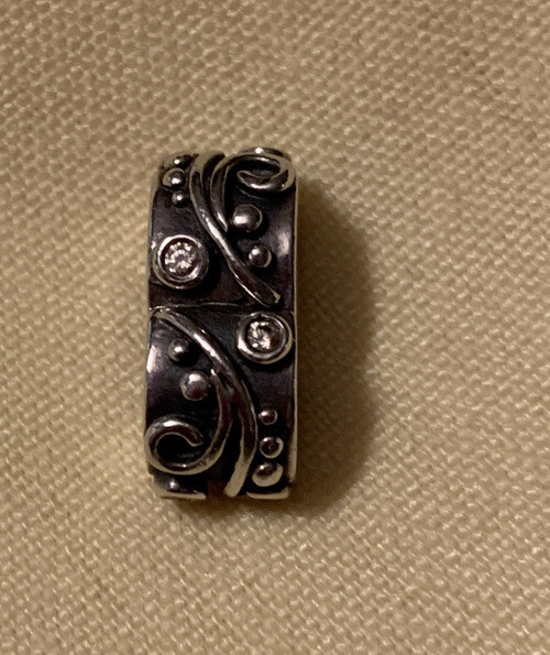 Pandora Retired Sterling Silver Tendril Clip CZ Charm 790380CZ