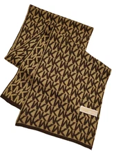 Michael Kors, Knit Scarf, Brown Beige, 10"x60"