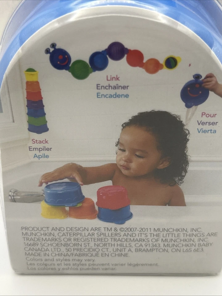 Munchkin Caterpillar Spillers Bath Toy - Developmental Play Cups - New A2 - Image 3 of 4