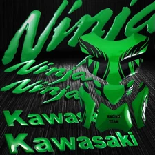 Green Tribal Fire Fuel Tank Pad+8"3D Logo Decal+Emblem for Ninja ZXR ZZR Sticker