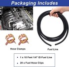 1/4 Inch ID Fuel Line Hose 10Ft + 20 Hose Clamps for Small Gas Engines.