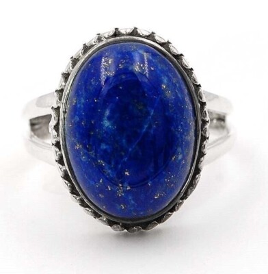 Natural Gold In Lapis Lazuli 925 Sterling Silver Ring Jewelry Sz 8 @B19-1