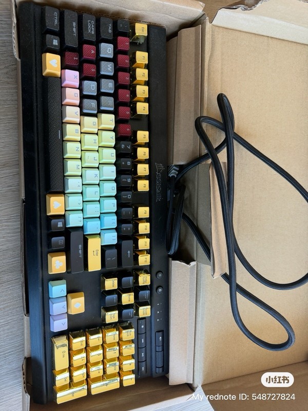 Corsair Wired Mechanical QWERTY English Keyboard, Black w/ Multicolor Keycaps