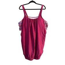 Bloomchic Women's Plus Size Red Boho Tankini Style Swim Top Size 28 4X