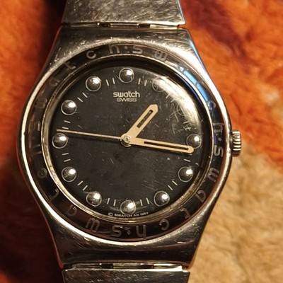 Swatch Irony Unisex Quarz Analog Armbanduhr Edelstahl schwarz Swiss Made