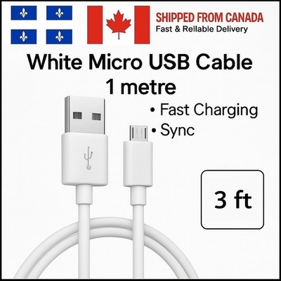White micro USB CABLE Fast charging for Android Phone : Samsung, Huawei, ...