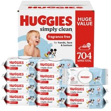 Huggies Simply Clean Unscented Baby Diaper 64 Count Pack of 11 , White