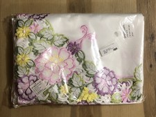 NOS Vintage Large Appliqued Spring Easter Tablecloth & Napkins Set 72x126