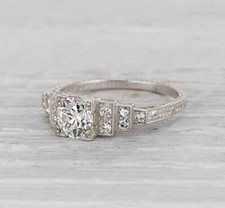 Art Deco 1.60 Ct White Diamond Antique Vintage Wedding Ring 925 Sterling Silver