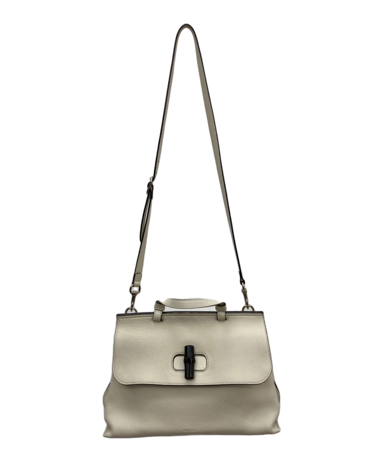Gucci Bamboo Daily Medium Handbag Ivory Leather 392013 Italy Shoulder SN2574 thumbnail 2