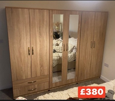 Brandneu Eiche Farbe 7 Fuß 6'' Schrank/Kleiderschrank nur £380 mit KOSTENLOSER MONTAGE   
