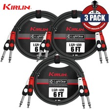 3-PACK Kirlin 6FT Light Gear Dual 1/4" TRS to Same Patch Cable LGA-408-06