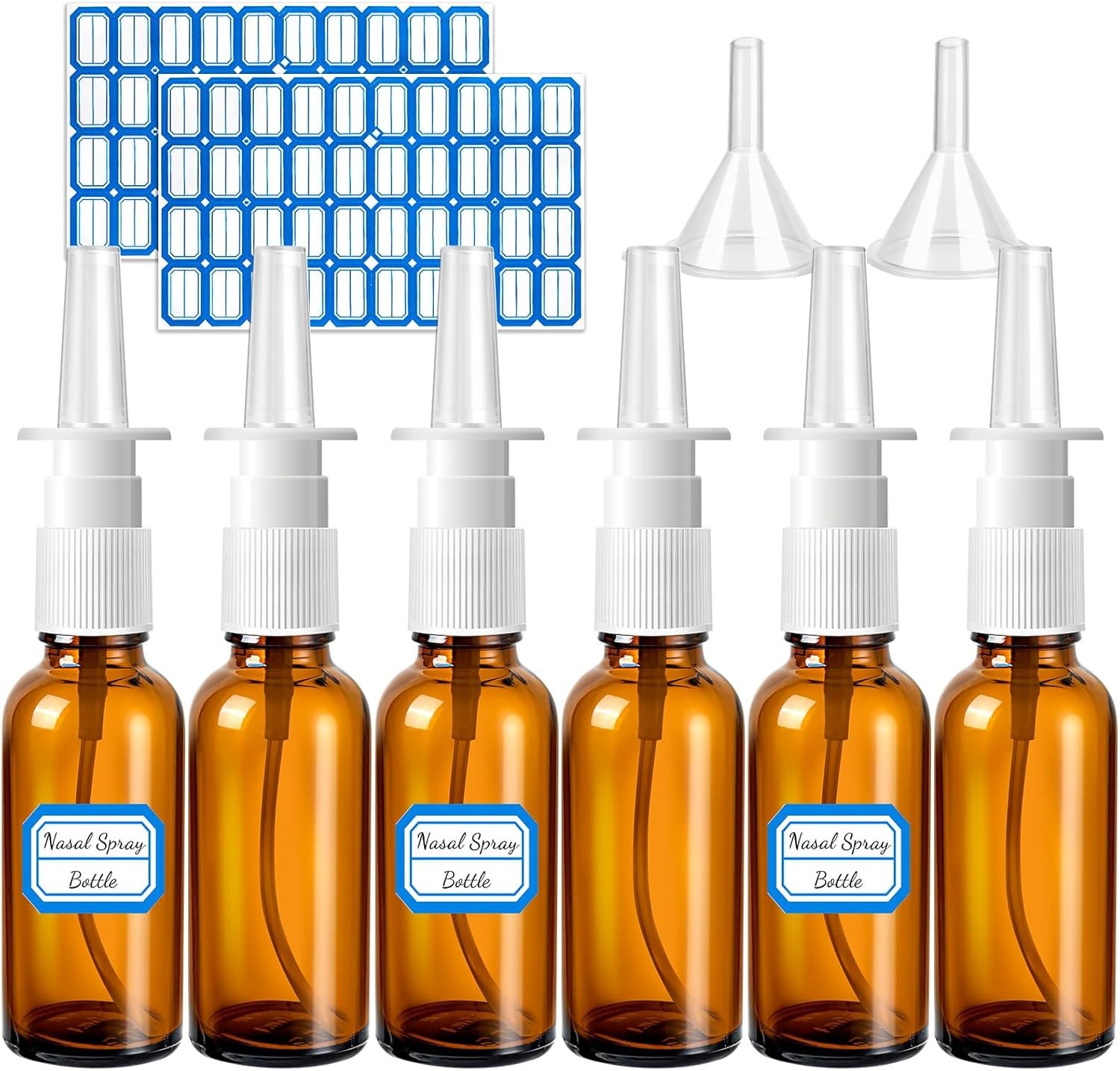 10 Pcs Nasal Spray Bottle, 30ML/1oz 6 Pcs Glass Nose Spray Bottle Empty, Fine Mi
