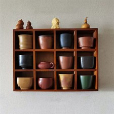 Vintage Wooden Cabinet Desktop Storage Box Cup Organiser Unit Display Shelves