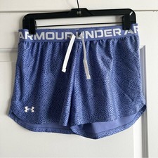 Under Armour Youth Girls Blue Purple Patterned Athletic Shorts, Girls Size XL
