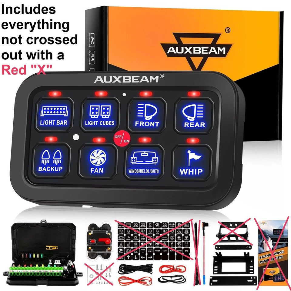 Painel interruptor AUXBEAM 8 gangues 12V/24V - Usado - Componentes ausentes - Amazon Return - Imagem 4 de 4