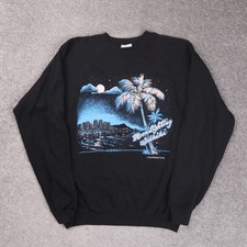 Vintage 90's Waikiki Beach Black XL Crewneck Sweatshirt