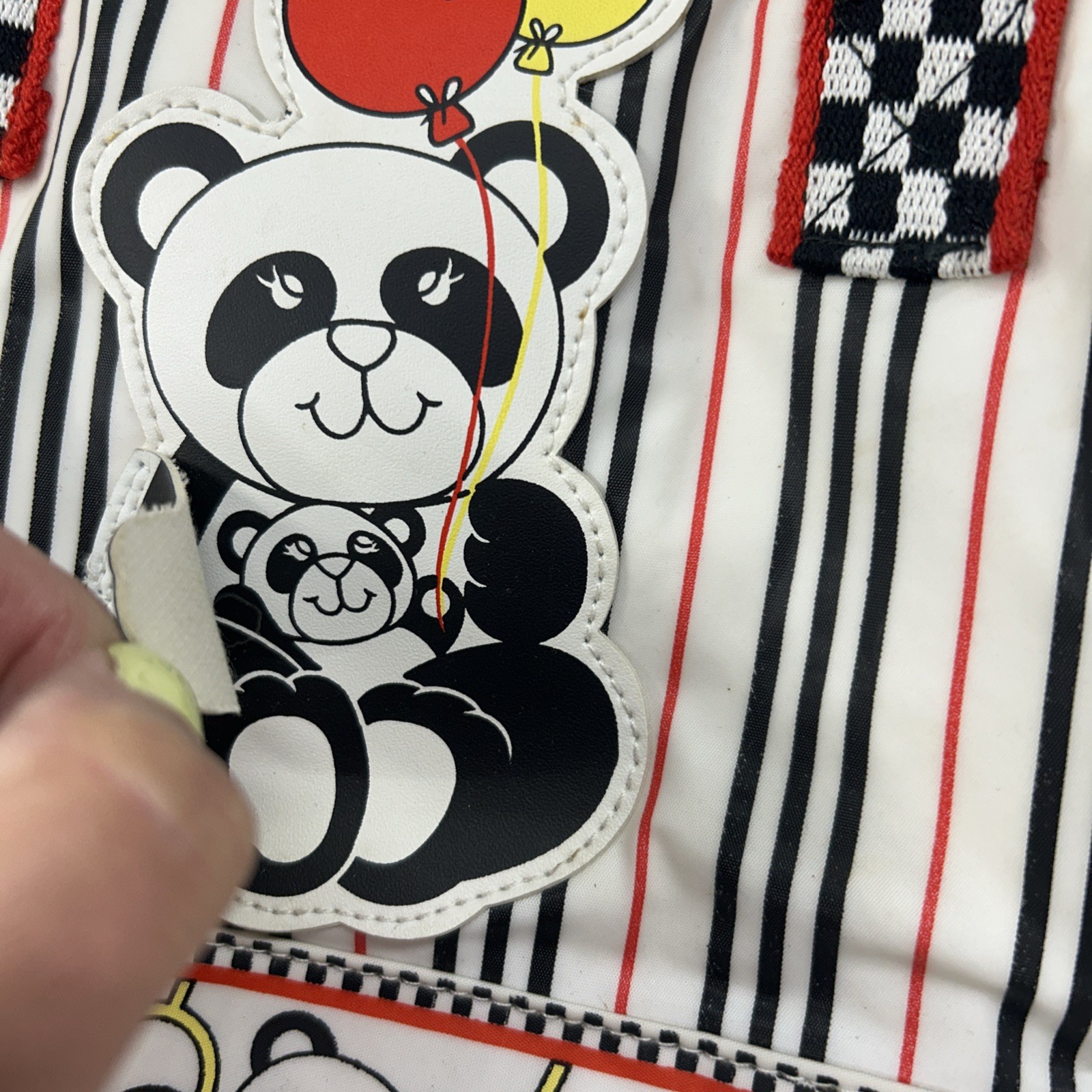 Vtg Baby Boom Diaper Bag Traveler Tote Bottle Bag Panda Bear Red Black White