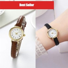 Women's Small Roman Dial Leather Band Quartz Watch Fashion Gift