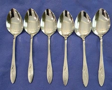 6 brand new Oneida EMBER GLOW Oneidacraft Deluxe Stainless DINNER SPOONS 6 1/8"