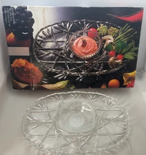 Vintage 1998-2004 Mikasa Roxborough Chip n Dip Set 15 in Glass Made in Germany