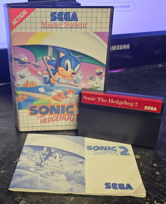 SEGA MASTER SYSTEM 1 ODER 2 SONIC THE HEDGEHOG 2 MIT CASE & MANUAL, 1992 IN SEHR GUTEM ZUSTAND.